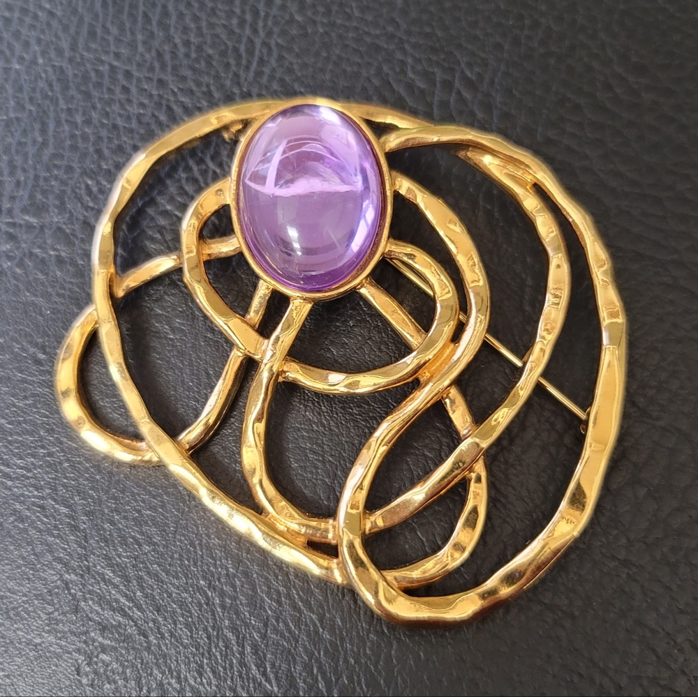 Avon Vintage 1992 "Golden Web" Bookpiece, Modern Abstract Design, Brooch- Estate